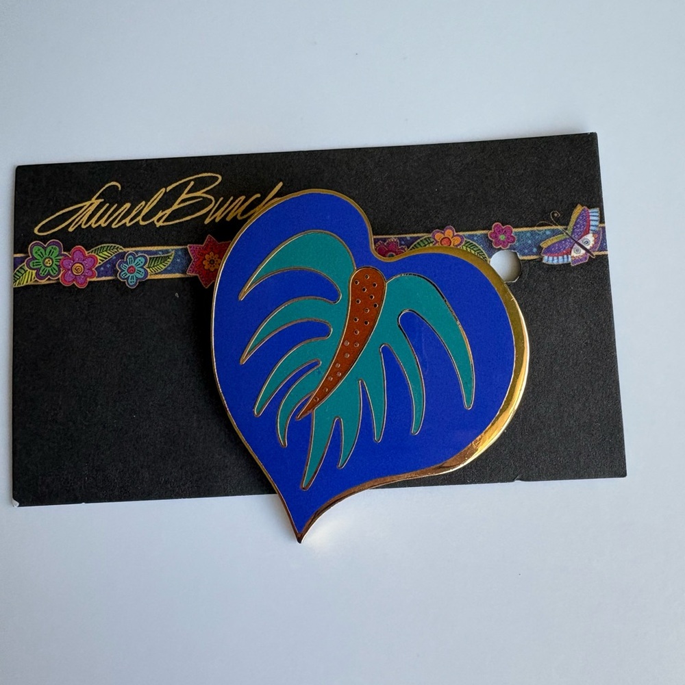 Laurel Burch Vintage Anthurium Flower Cloisonné Brooch
